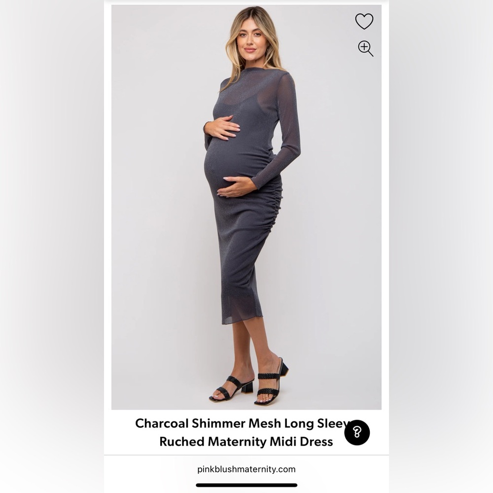Pinkblush Charcoal Shimmer Mesh Long Sleeve Midi Dress